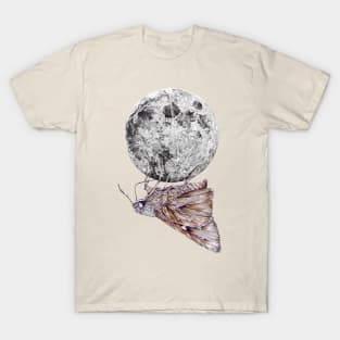 A moth is enticed by the light of the moon T-Shirt